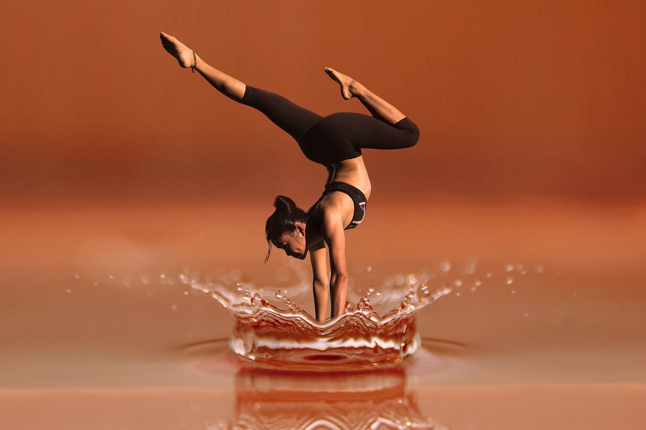 woman yoga on water droplet